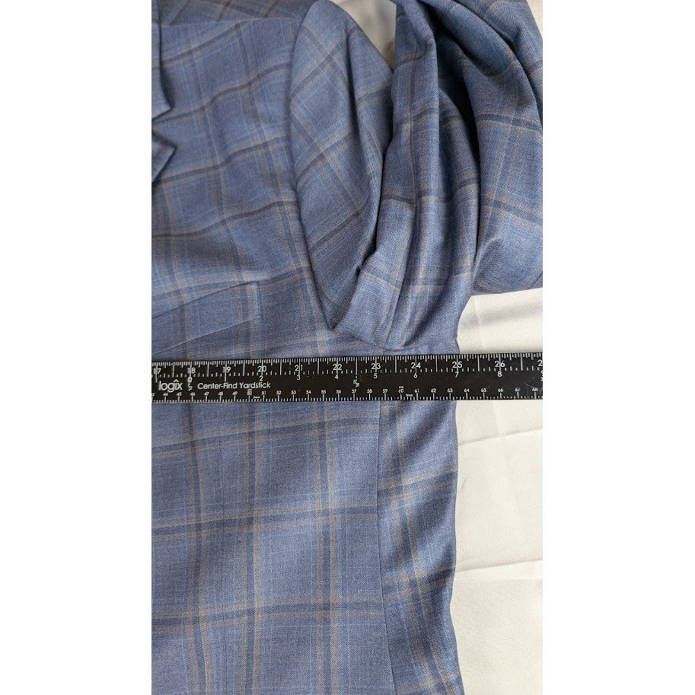 Peter Millar Blue Windowpane Plaid Two Button Wool Blazer Sport Coat 50R Canada - Picture 5 of 11